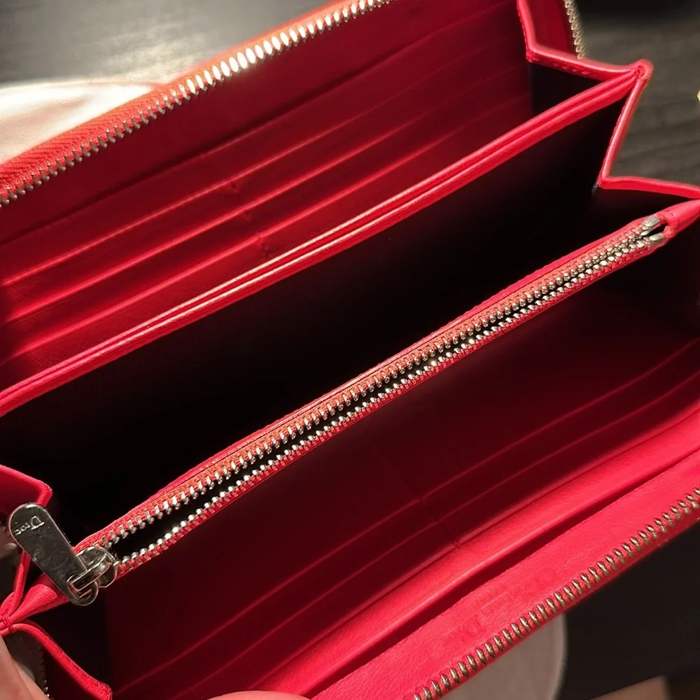 Christian Dior patent long wallet with charm